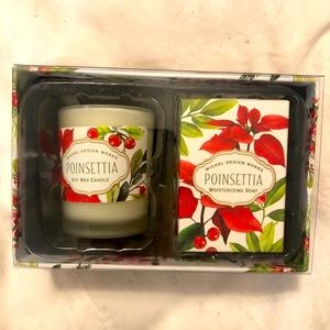 Poinsettia candle and soap gift set